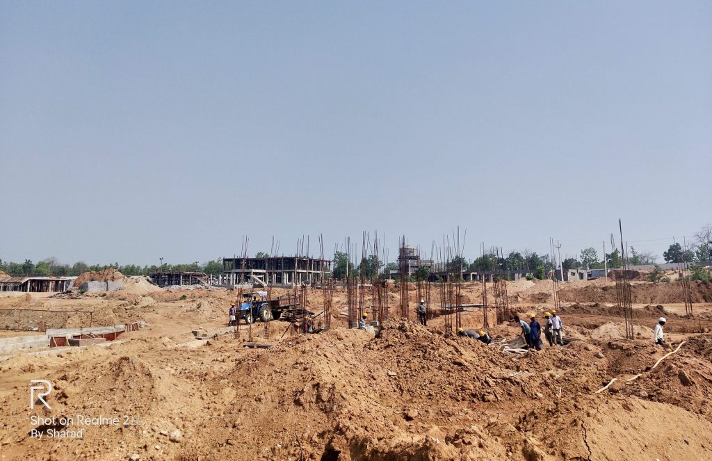 Excavation and reinforcement work at the Government College project in Gariaband