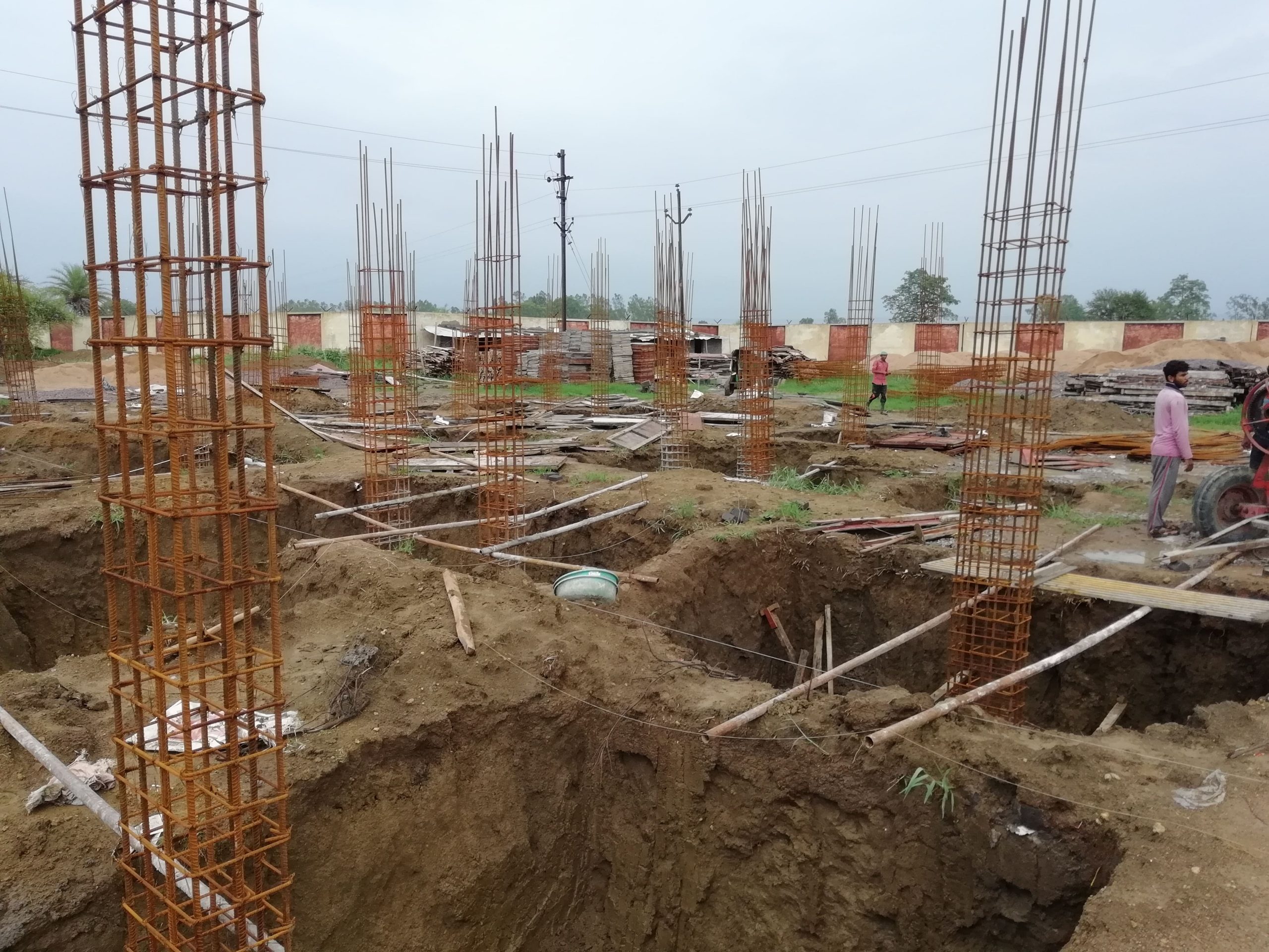 Reinforcement columns and foundation work at the Government School project in Patewa